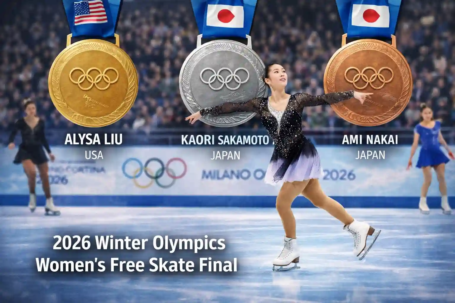 Alysa Liu performs during the women’s free skate in the Olympic figure skating final at Milano Cortina 2026.